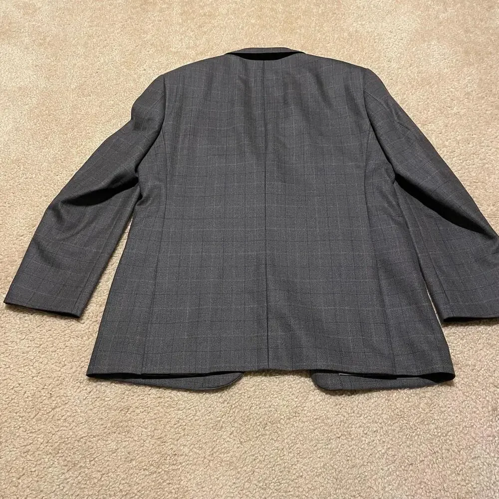 Pronto Uomo Blazer Mens 42 Regular Plaid Wool Sport Coat Platinum Two Button